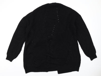 Lipsy Womens Black V-Neck Acrylic Cardigan Jumper Size 10