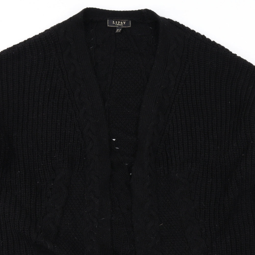 Lipsy Womens Black V-Neck Acrylic Cardigan Jumper Size 10