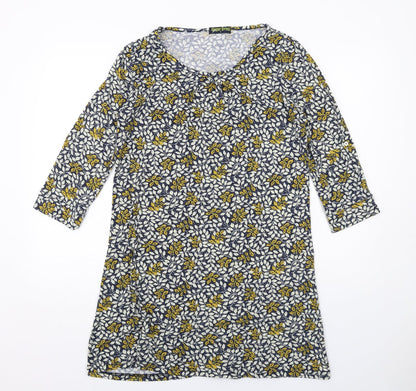 Sugar Crisp Womens Black Geometric Polyester A-Line Size M Round Neck Pullover - Leaf pattern