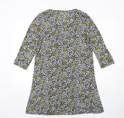 Sugar Crisp Womens Black Geometric Polyester A-Line Size M Round Neck Pullover - Leaf pattern