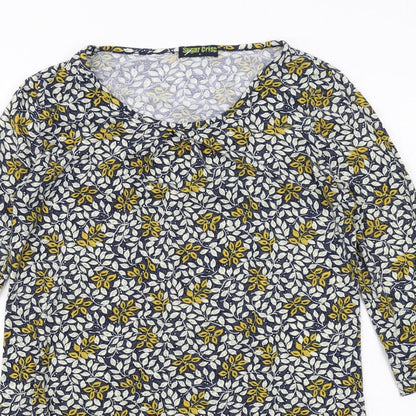 Sugar Crisp Womens Black Geometric Polyester A-Line Size M Round Neck Pullover - Leaf pattern