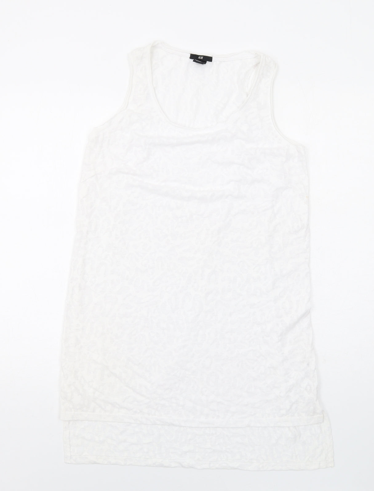 H&M Womens White Polyester Tank Dress Size S Round Neck Pullover