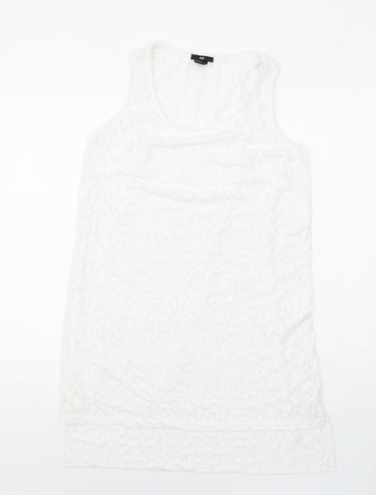 H&M Womens White Polyester Tank Dress Size S Round Neck Pullover