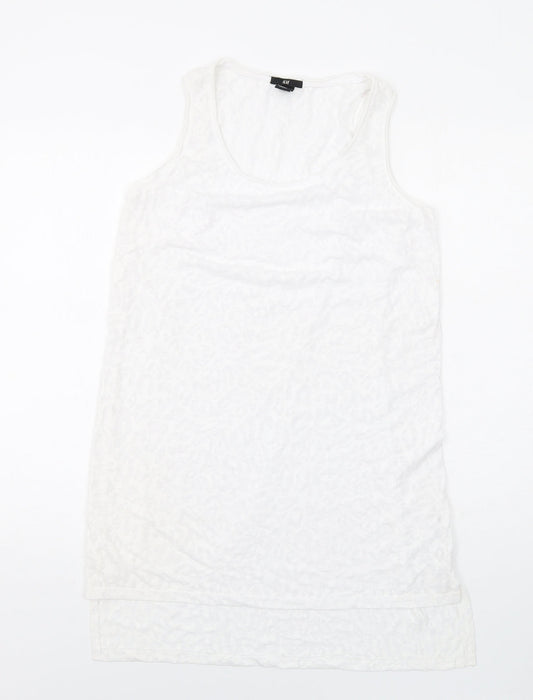 H&M Womens White Polyester Tank Dress Size S Round Neck Pullover