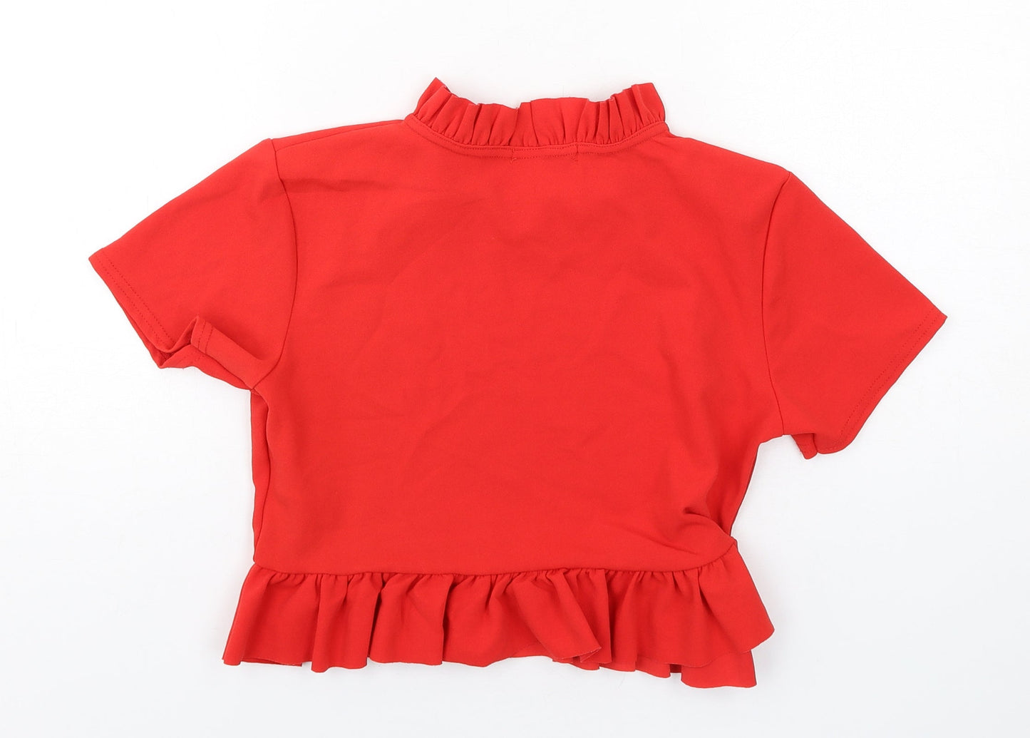 Womens UK Size 14 Cameo Rose Red Cropped T-Shirt