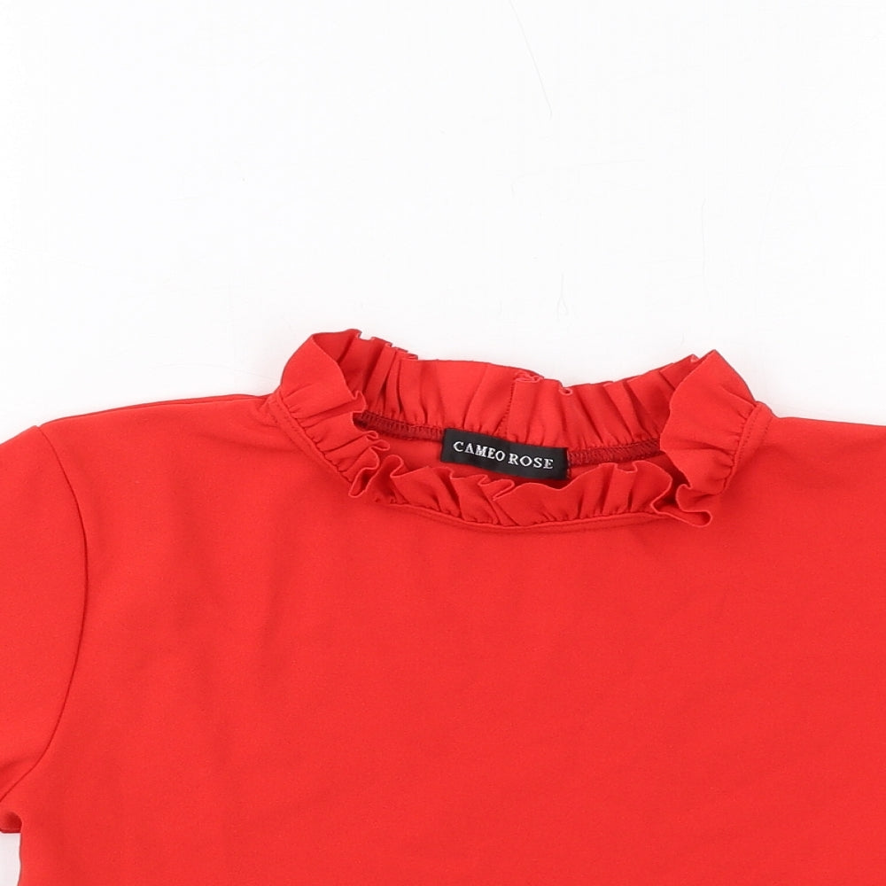 Womens UK Size 14 Cameo Rose Red Cropped T-Shirt