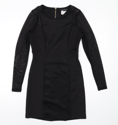Level Eight Womens Black Polyester Shift Size M Round Neck Zip - Lace Sleeve Detail