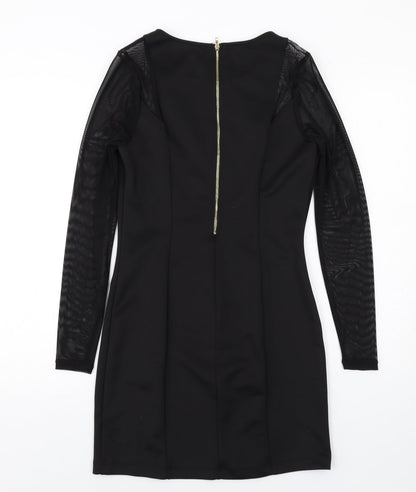 Level Eight Womens Black Polyester Shift Size M Round Neck Zip - Lace Sleeve Detail