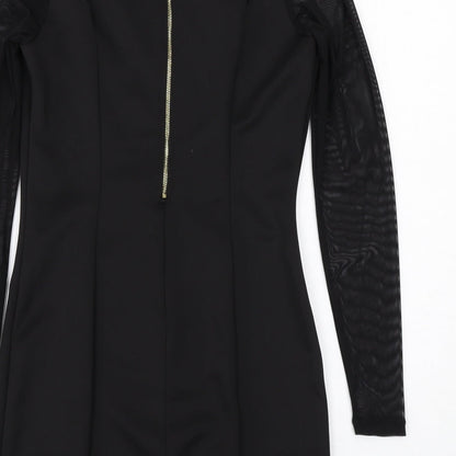 Level Eight Womens Black Polyester Shift Size M Round Neck Zip - Lace Sleeve Detail