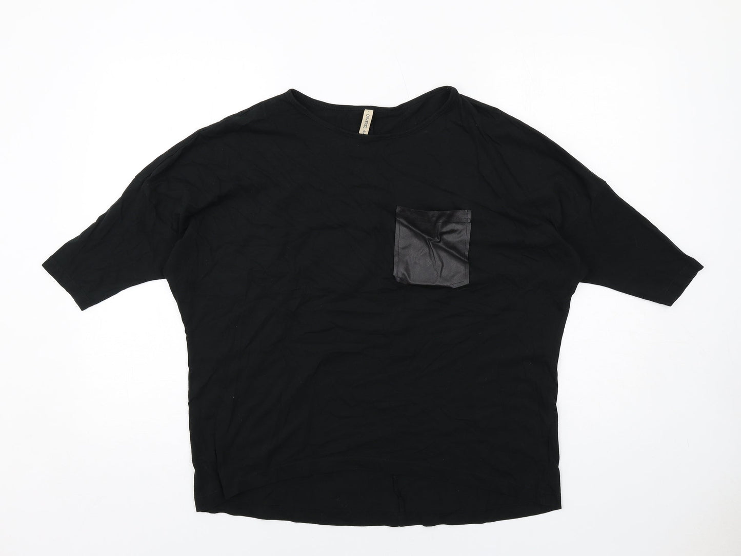 Womens UK Size L Diverse Black Basic Blouse