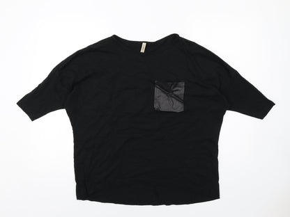 Womens UK Size L Diverse Black Basic Blouse