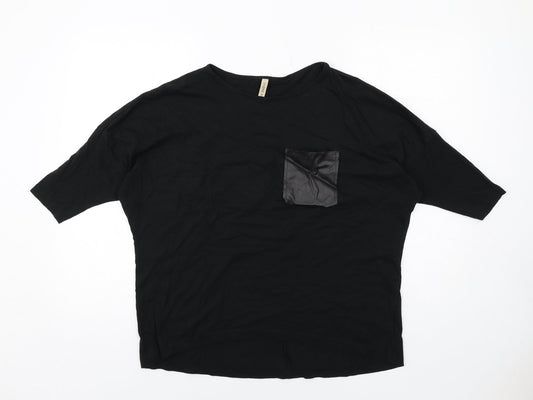 Womens UK Size L Diverse Black Basic Blouse