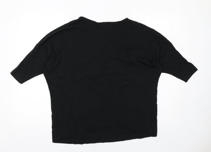 Womens UK Size L Diverse Black Basic Blouse