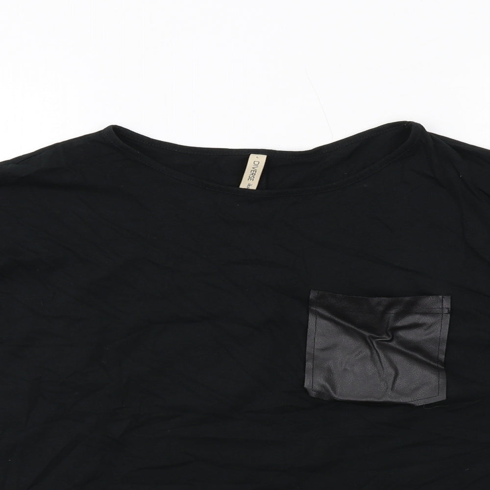 Womens UK Size L Diverse Black Basic Blouse