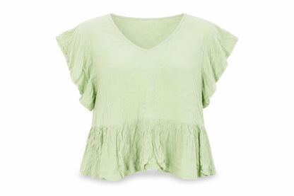 Cerulean Womens Green Viscose Basic Blouse Size 2XL Round Neck