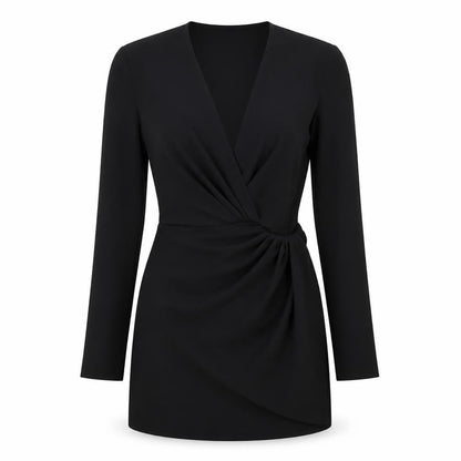 Zara Womens Black Polyester Mini Size S V-Neck Zip