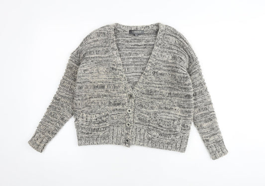 Limited collection Womens Grey V-Neck Acrylic Cardigan Jumper Size 6