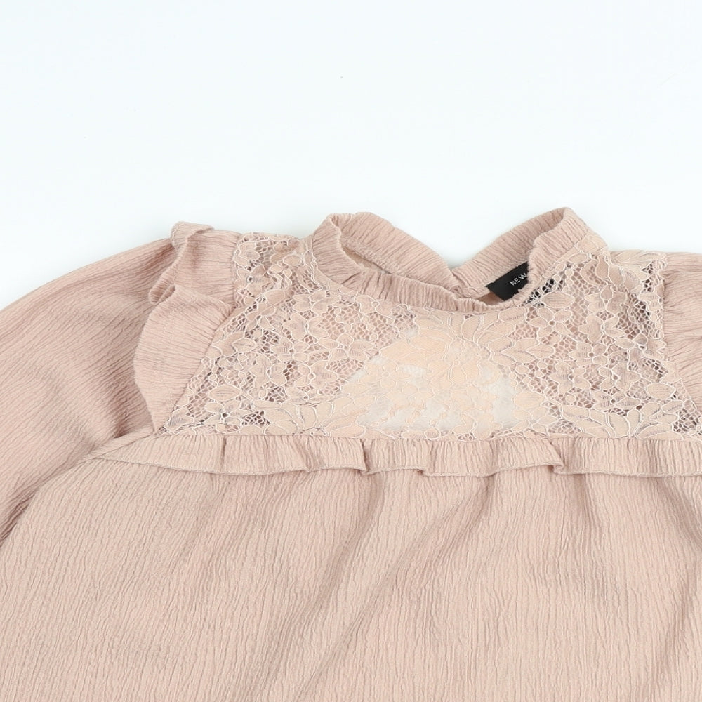 Womens UK Size 6 New Look Pink Basic Blouse