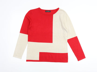 JUST ELEGANCE Womens Multicoloured Round Neck Viscose Pullover Jumper Size S - Colourblock