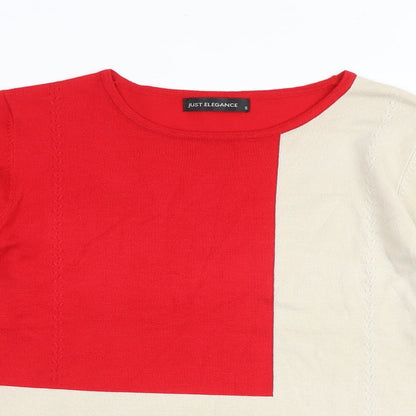 JUST ELEGANCE Womens Multicoloured Round Neck Viscose Pullover Jumper Size S - Colourblock
