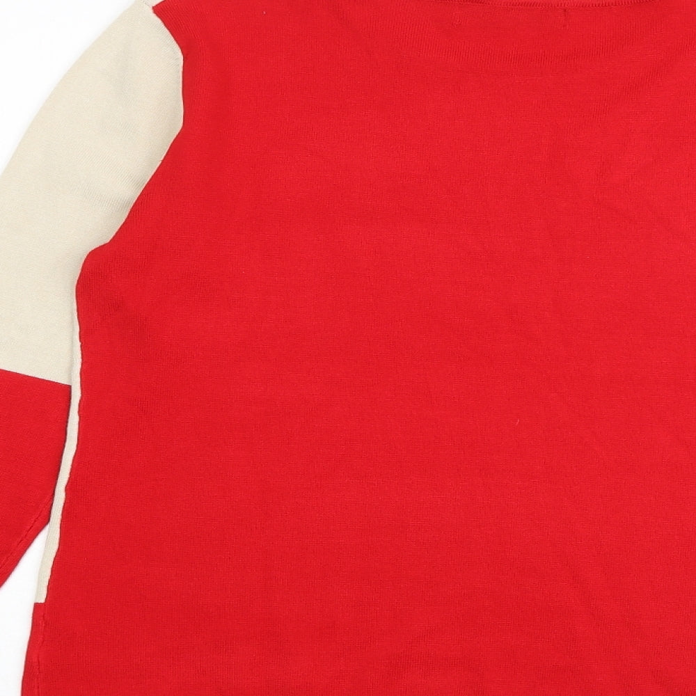 JUST ELEGANCE Womens Multicoloured Round Neck Viscose Pullover Jumper Size S - Colourblock