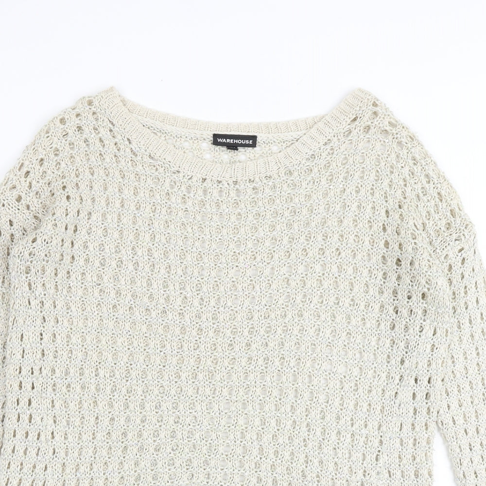 Womens UK Size 14 Warehouse Beige Pullover Jumper
