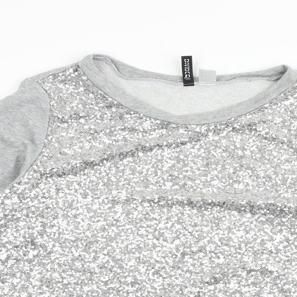 H&M Womens Grey Polyester Pullover Sweatshirt Size M Pullover