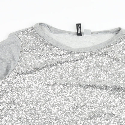 H&M Womens Grey Polyester Pullover Sweatshirt Size M Pullover