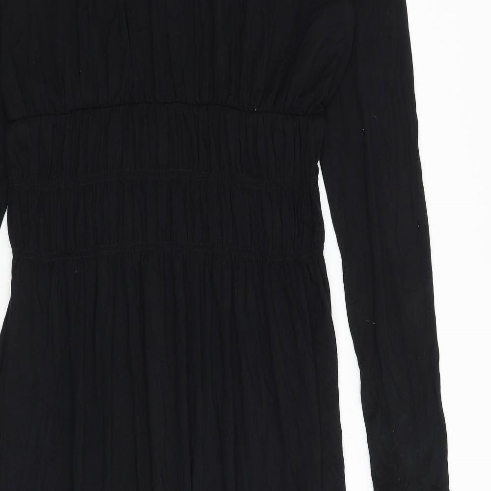 Marks and Spencer Womens Black Viscose A-Line Size 10 Scoop Neck Pullover