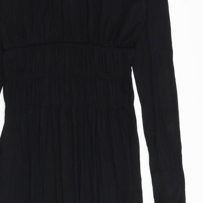 Marks and Spencer Womens Black Viscose A-Line Size 10 Scoop Neck Pullover