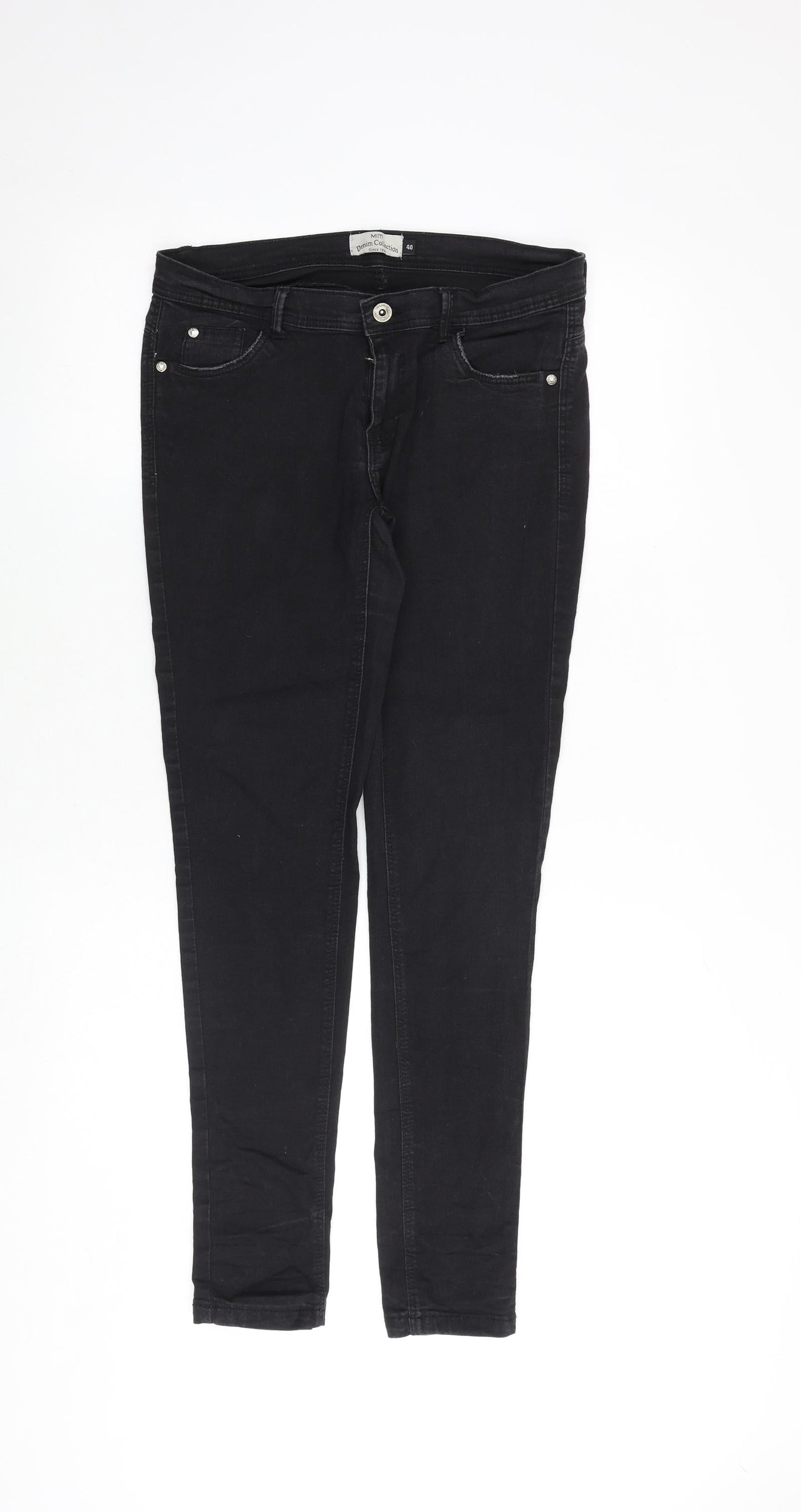 Mim Denim Collection Womens Black Cotton Skinny Jeans Size 12 Regular Zip