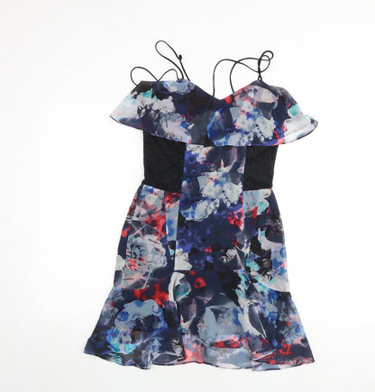 Bardot Womens Multicoloured Geometric Polyester Mini Size 8 V-Neck Zip