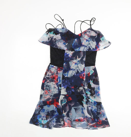 Bardot Womens Multicoloured Geometric Polyester Mini Size 8 V-Neck Zip