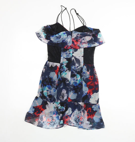 Bardot Womens Multicoloured Geometric Polyester Mini Size 8 V-Neck Zip