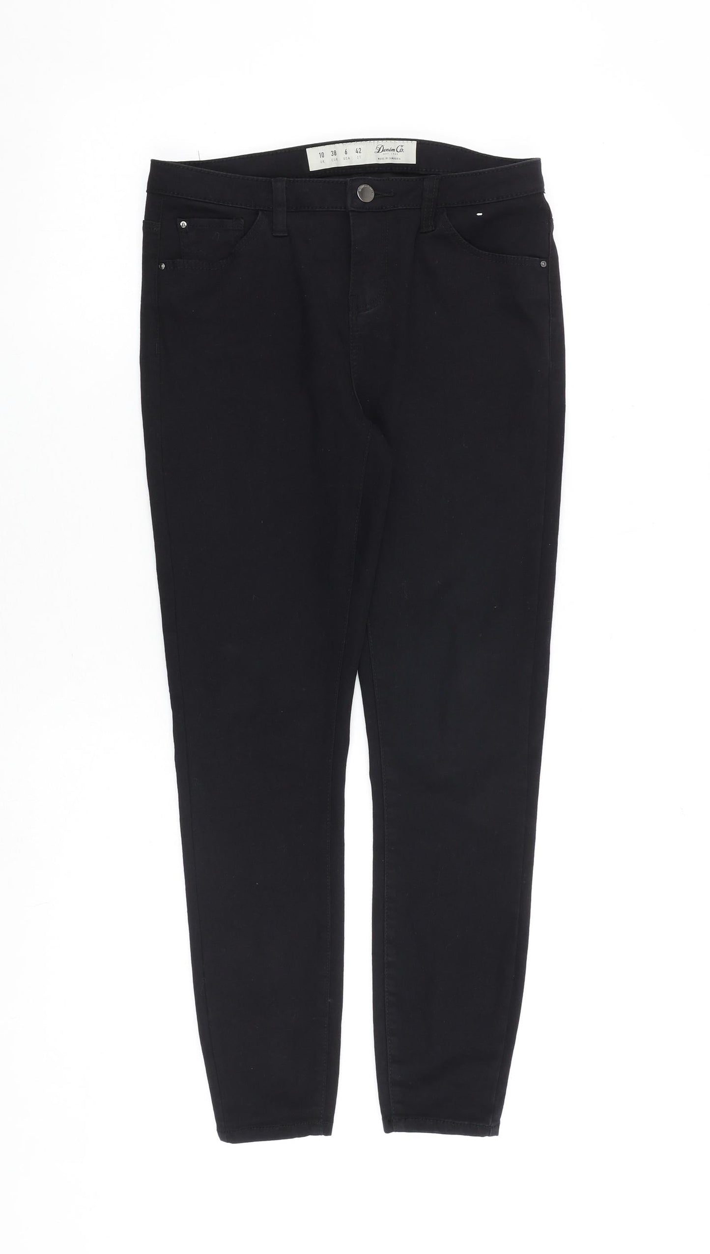 Denim & Co. Womens Black Cotton Skinny Jeans Size 10 Regular Zip