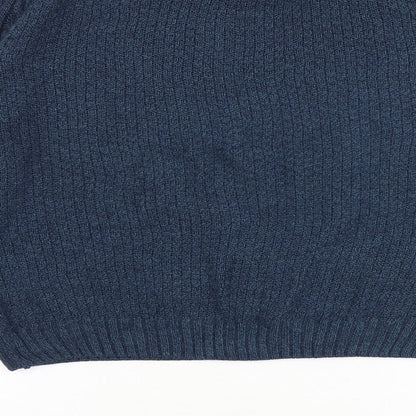 Burton Mens Blue Round Neck Acrylic Pullover Jumper Size S Long Sleeve