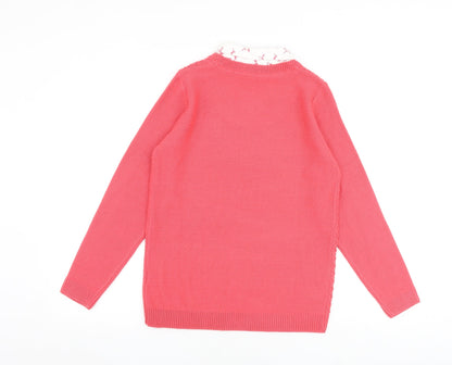 Womens UK Size 10 EWM Pink Pullover Jumper