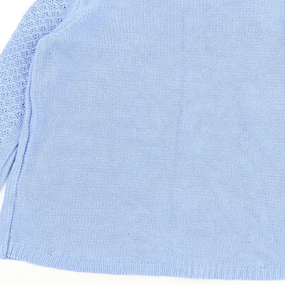 Oasis Womens Blue Boat Neck Acrylic Pullover Jumper Size S