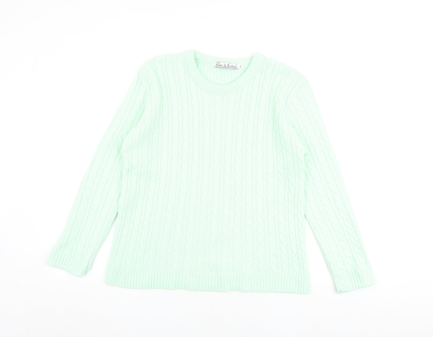 Womens UK Size M Pure & Natural Green Pullover Jumper