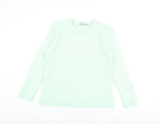 Womens UK Size M Pure & Natural Green Pullover Jumper