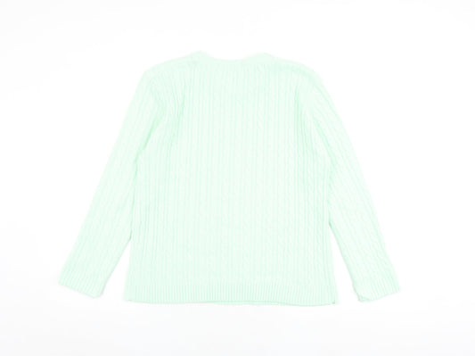 Womens UK Size M Pure & Natural Green Pullover Jumper