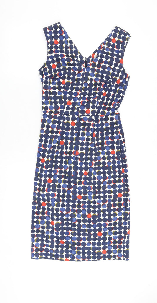 Fenn Wright Manson Womens Multicoloured Polka Dot Cotton Shift Size XS V-Neck Zip