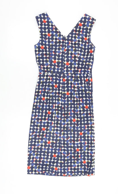 Fenn Wright Manson Womens Multicoloured Polka Dot Cotton Shift Size XS V-Neck Zip