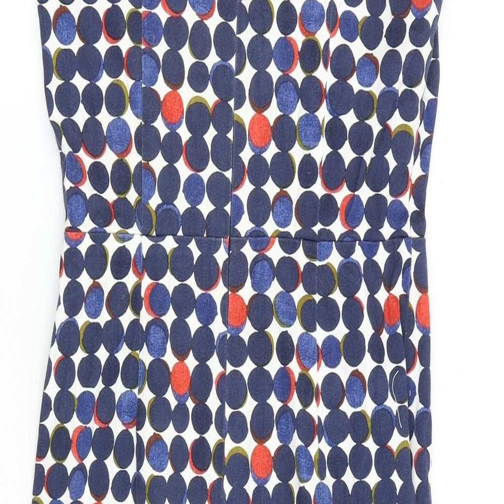 Fenn Wright Manson Womens Multicoloured Polka Dot Cotton Shift Size XS V-Neck Zip