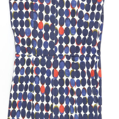 Fenn Wright Manson Womens Multicoloured Polka Dot Cotton Shift Size XS V-Neck Zip