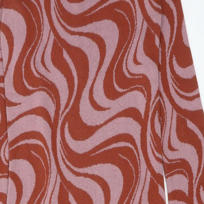 ASOS Womens Brown Geometric Acrylic Bodycon Size 12 Round Neck Pullover