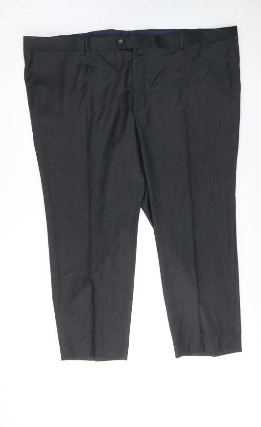Baruti Mens Grey Wool Dress Pants Trousers Size 52 in Regular Zip