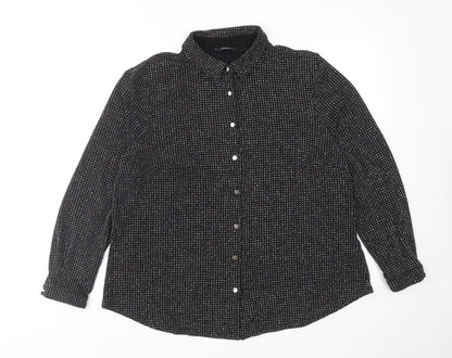 Womens UK Size 16 Roman Black Basic Button-Up