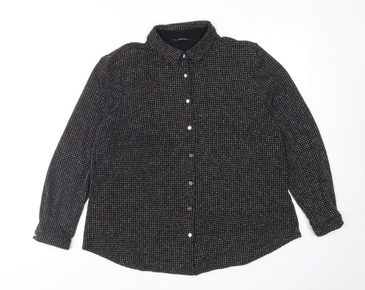 Womens UK Size 16 Roman Black Basic Button-Up