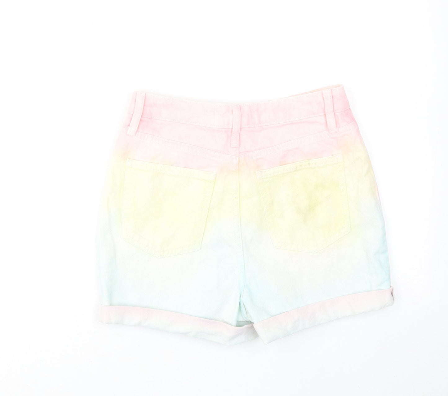 Denim & Co. Womens Multicoloured Geometric Cotton Mom Shorts Size 6 Regular Zip - Tie dye effect